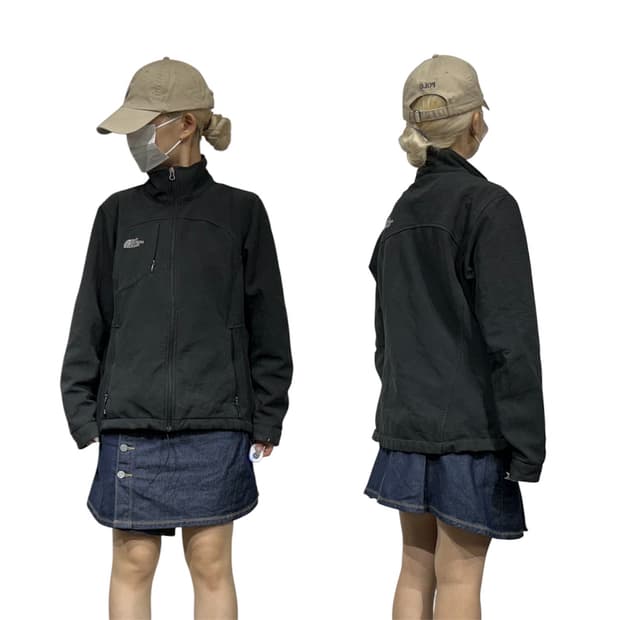 노스페이스 블랙 로고 바람막이 자켓 M