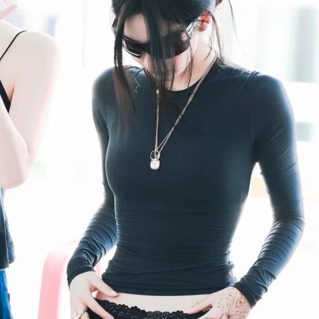 Skims 에브리바디 긴팔 닝닝 블랙 S