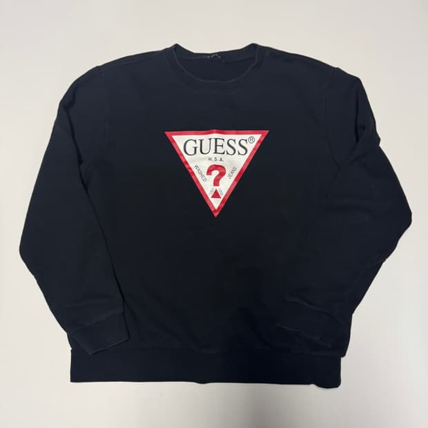 게스 Guess 빅 로고 오버핏 맨투맨 2XL 블랙