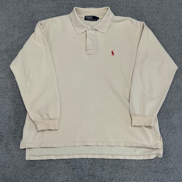 (100) 폴로랄프로렌 레드포니 베이지 긴팔 카라 티