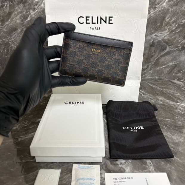 셀린느 트리옹프 카프스킨 캔버스 카드지갑