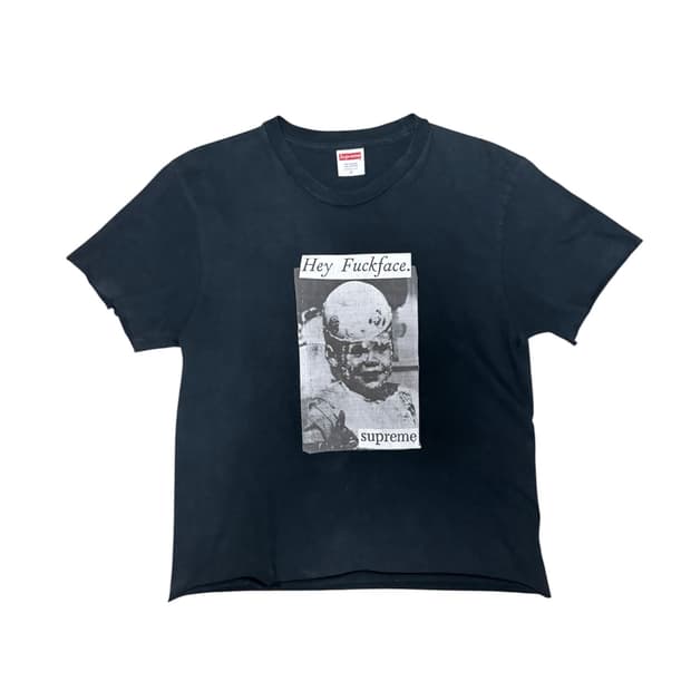 (기장,팔소매 커팅)슈프림 18ss hey fuck face 티셔츠