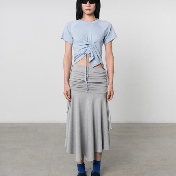 쓰리투에이티 셔링 언발 저지 스커트(그레이)