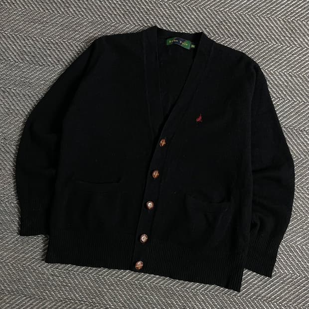 빈폴 미니멀 램스울 가디건 블랙y 3015