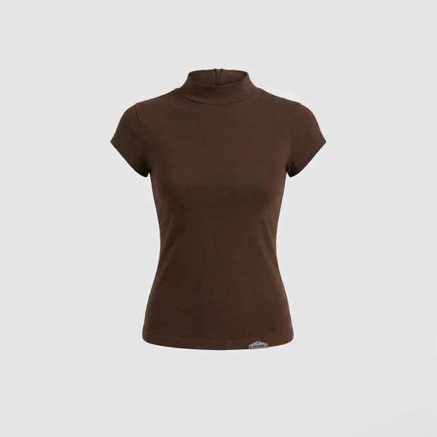 Viper Logo Mock-Neck Cap Sleeve brown