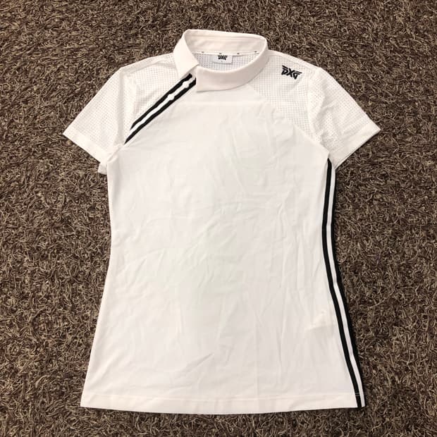 S PXG 여성 사선 버튼 티셔츠