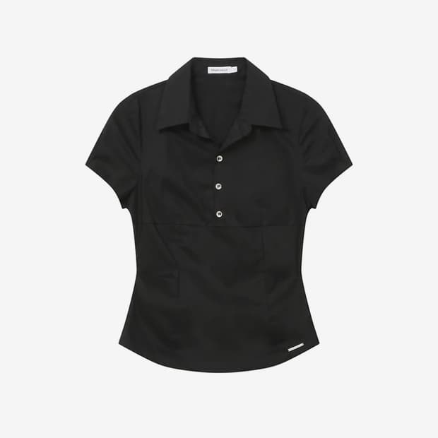 미세키서울 반팔 셔츠 Fitted cap sleeves shirts 블랙