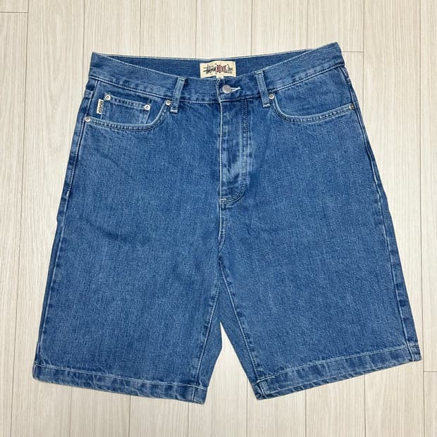 stussy denim big ol' shorts blue