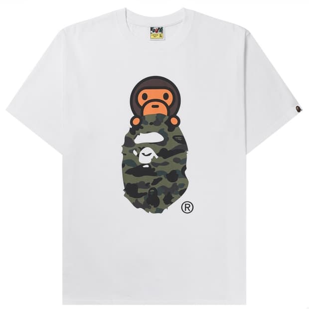 베이프 1st 카모 마일로 온 에이프 헤드 티셔츠 화이트 XXL