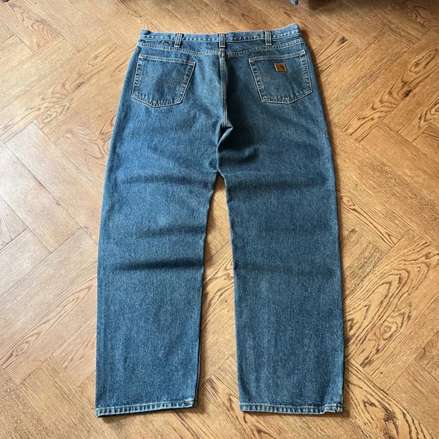 [40]칼하트 USA 미디엄블루 와이드 워크 데님 팬츠