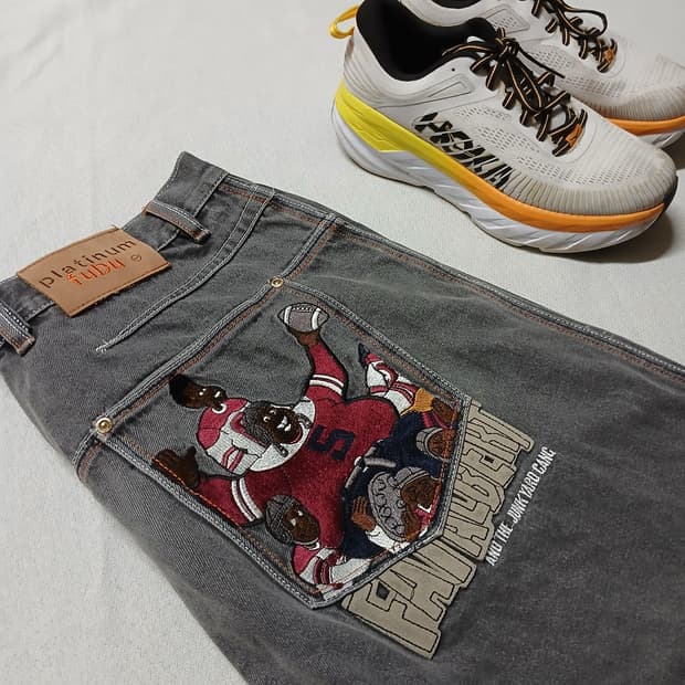 후부 플래티넘 FUBU 버뮤다 데님 팬츠 흑청