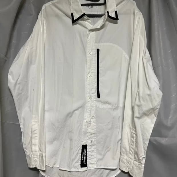 요지야마모토 푸르옴므 테이프배색 셔츠 화이트