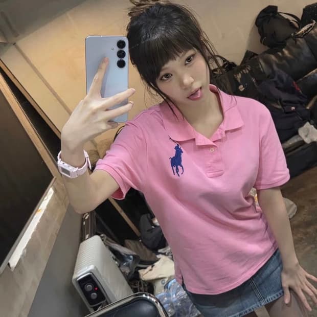 폴로 랄프로렌 빅포니 치프키프 르세라핌 반팔 카라 티셔츠 베이비 핑크 M