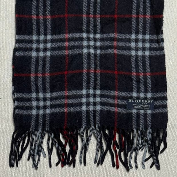 OS 버버리 네이비 노바체크 램스울 머플러