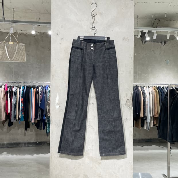 돌체 앤 가바나 흑청 패널 세미 부츠컷 데님 팬츠