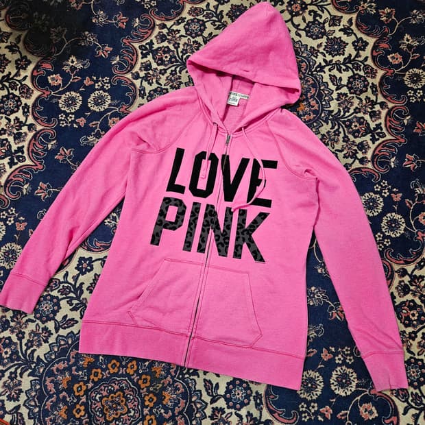 Victoria's Secret PINK Y2K 레오파드 하프 후드집업 