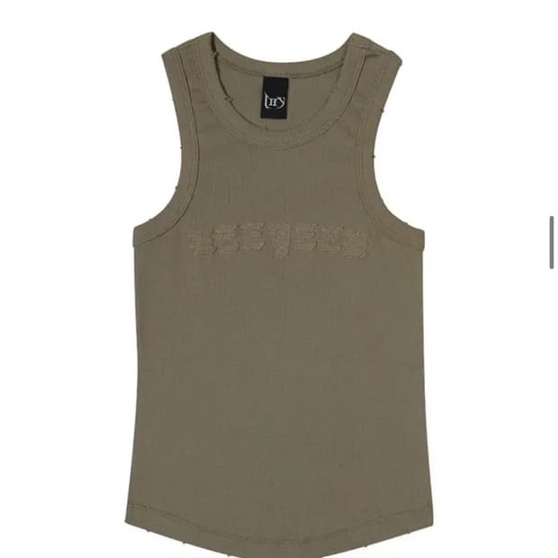 Yeel leey 와이이이엘 빈티지 슬리브리스 탑 카키