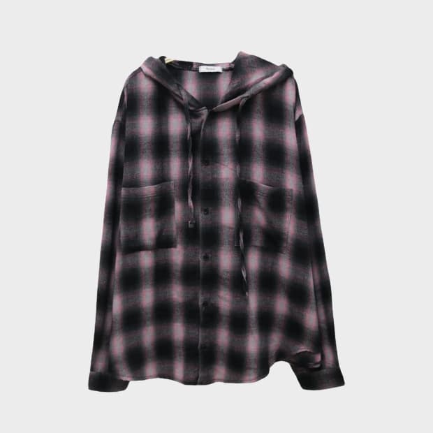 REVERE 핑크 체크 후드 셔츠 63277