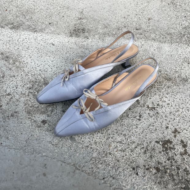 💚무료나눔💚 솔트앤초코릿 발레코어 더블 리본장식 슬링백 실버