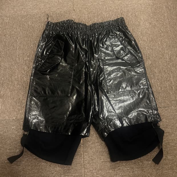 헬무트랭 metallic double layered shorts