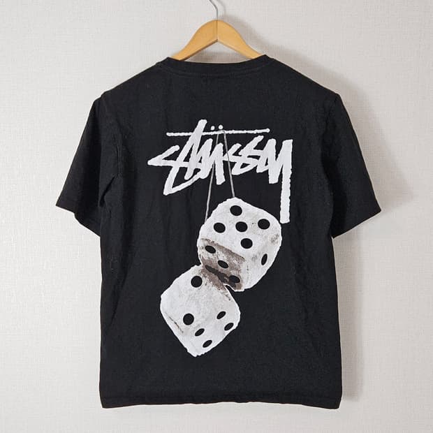 스투시 퍼지 다이스 반팔 티셔츠 블랙 S 정품