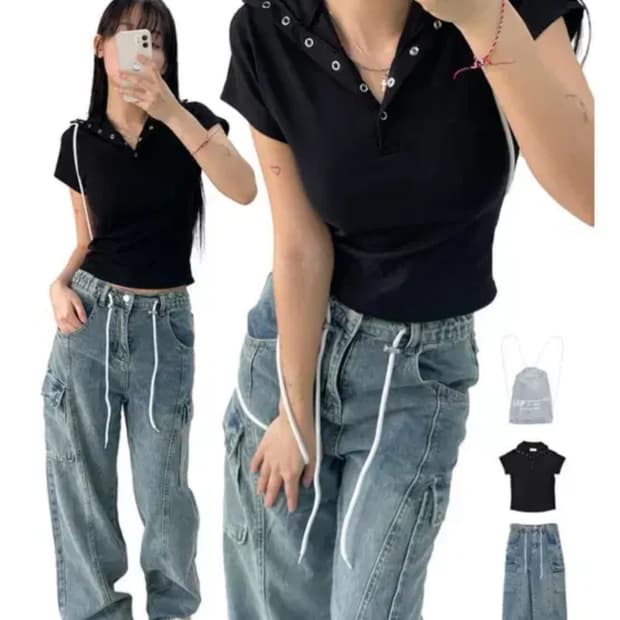 아쿠비클럽 snap tee black