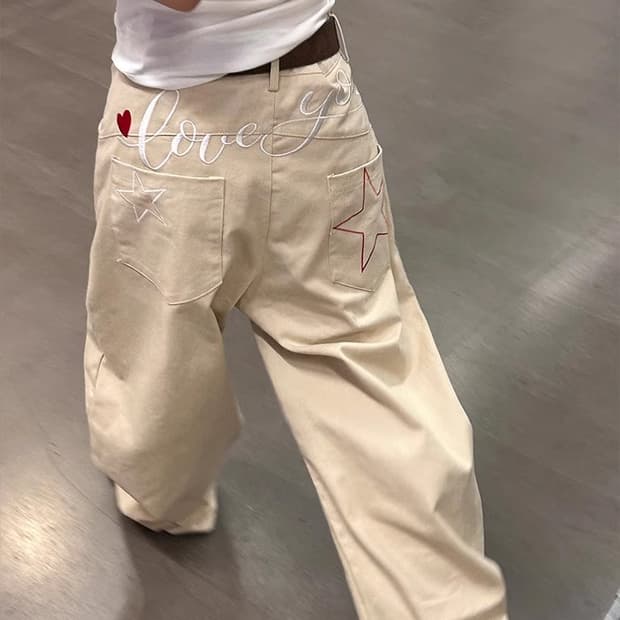 자수 스트레이트 팬츠 (2color)