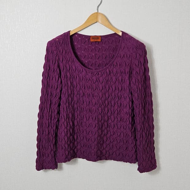 미쏘니 MISSONI 이태리 플리츠 텍스처 니트 정품 48 여성 L