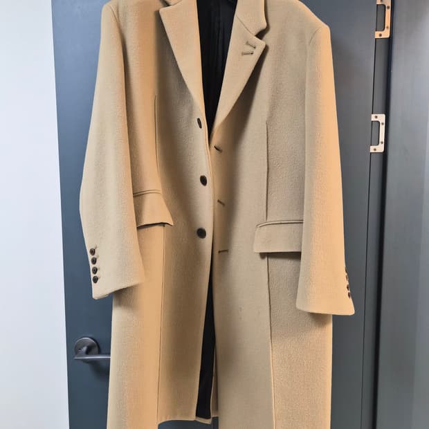 STU 3버튼 핀턱 오버핏 코트 카멜 M사이즈