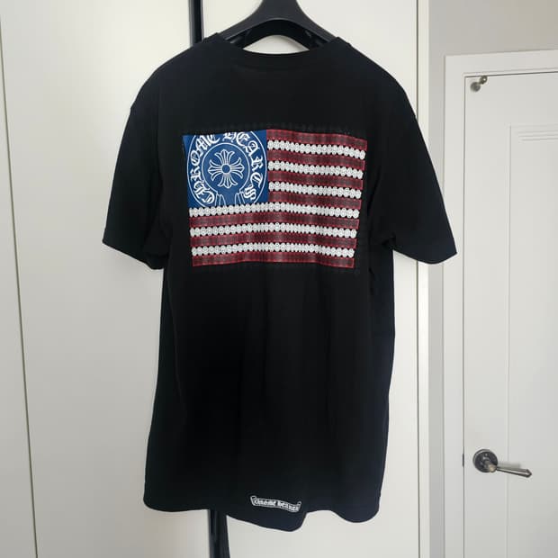 크롬하츠 아메리칸 플레그 대거 티셔츠 반팔 블랙 XL