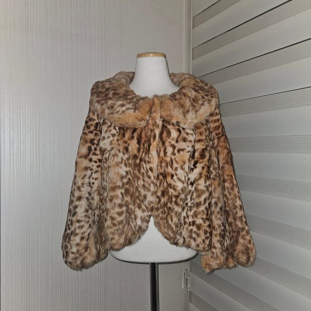 빈티지 래빗퍼 호피 퍼자켓