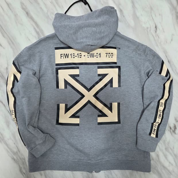 오프화이트 애로우 프린트 후드집업 