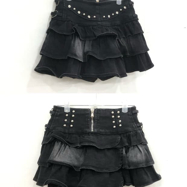 studded side ring ruffle skirt 