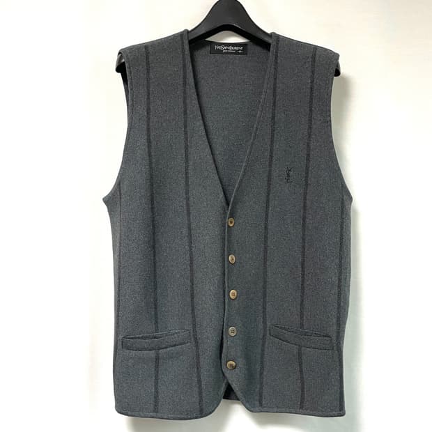 입생로랑 남성 울100% 테일러드 베스트 조끼 95 _ 차콜