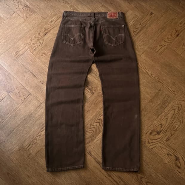 [36]00's 리바이스 501 다크브라운 가먼트다잉 데님 팬츠