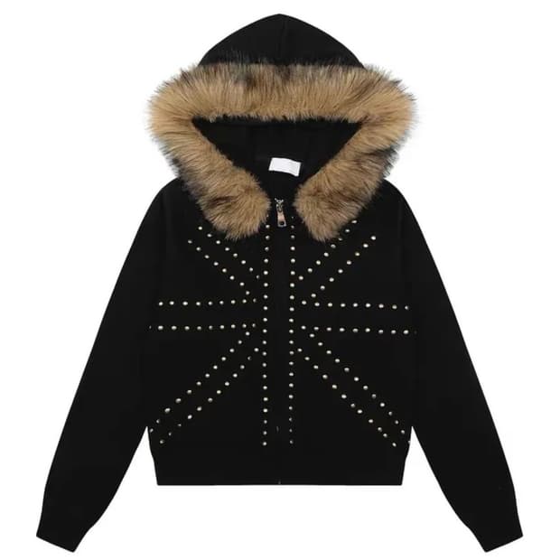 빈티지 퍼 후드집업