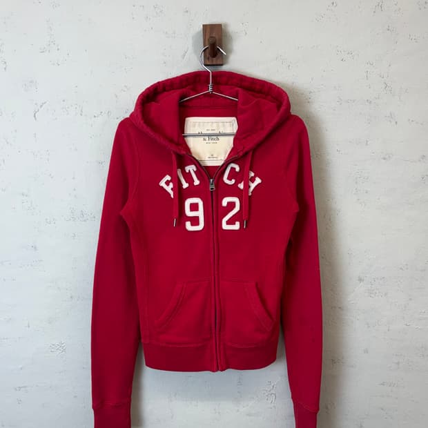 아베크롬비 빈티지 후드집업 레드