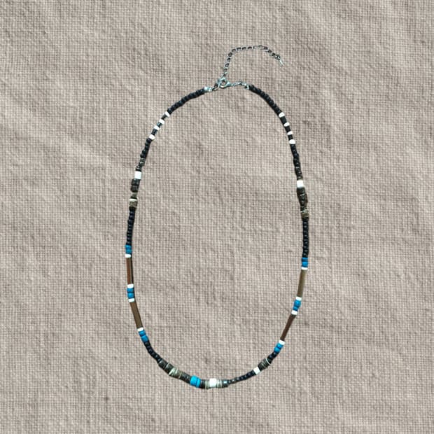 blue wood necklace