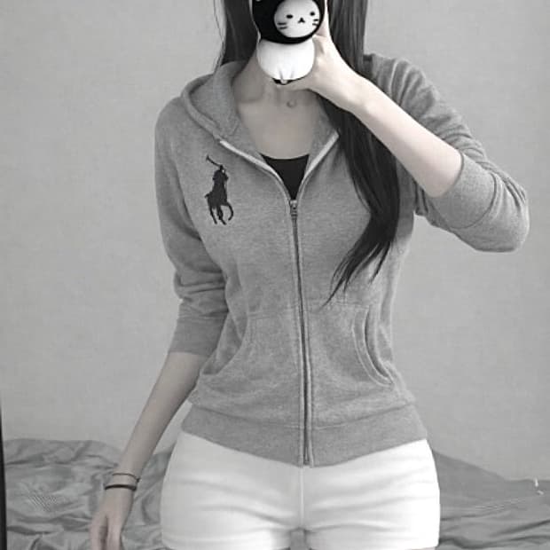 빅포니 그레이 후드집업