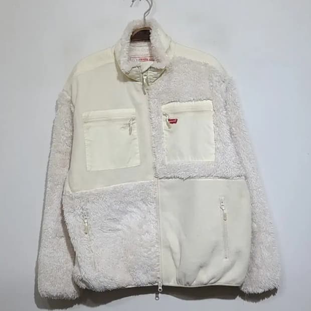 (XL) 리바이스 후리스 점퍼 아이보리 뽀글이 플리스 자켓 