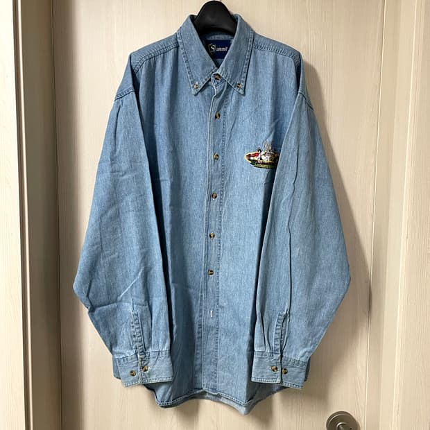 루니툰/ 빈티지 아플리케 데님 셔츠/ L