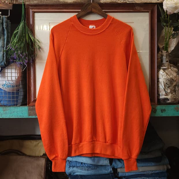90s 져지스 빈티지 스웻셔츠 플레인 스웻셔츠 오렌지 xl