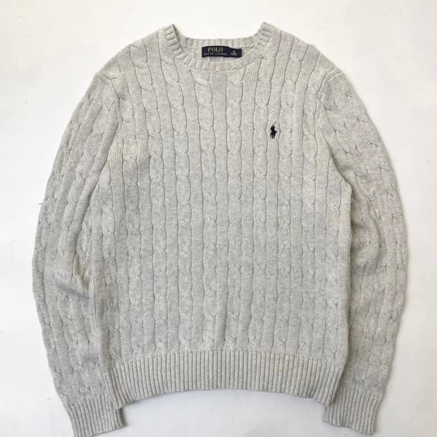 폴로 랄프로렌 꽈배기 니트 라이트그레이