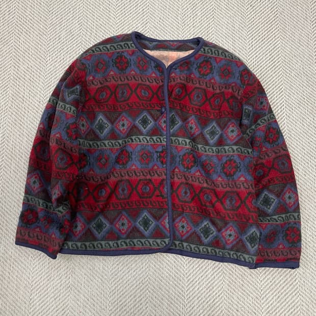 빈티지 에스닉 지오메트릭 노카라 자켓