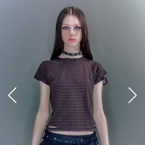 WOMEN OVAN DAMEAED STRIPE T-SHIRT BROWN