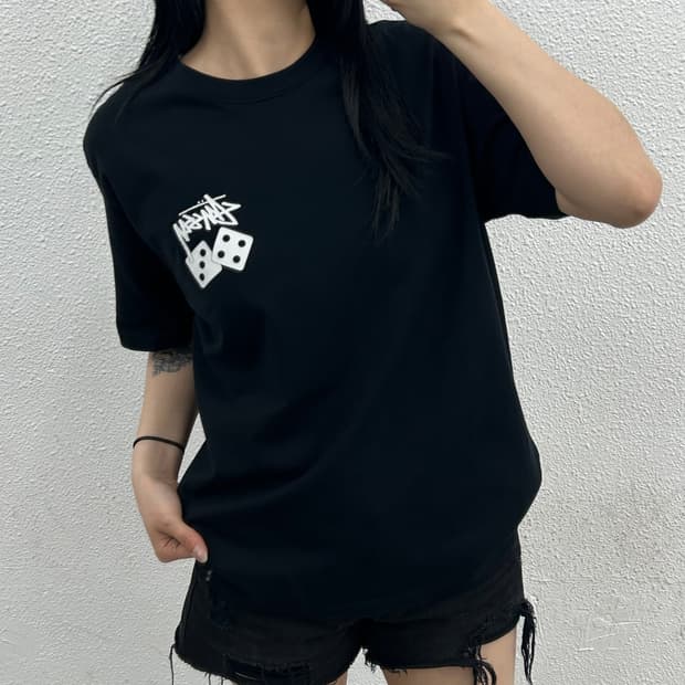 스투시 퍼지 다이브 블랙 반팔 S