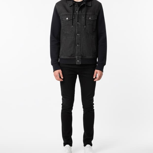 알마니 익스체인지 90s 데님 코튼 믹스 후드자켓