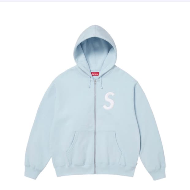 슈프림 S 로고 후드집업 스웨트셔츠 라이트 블루 구해요