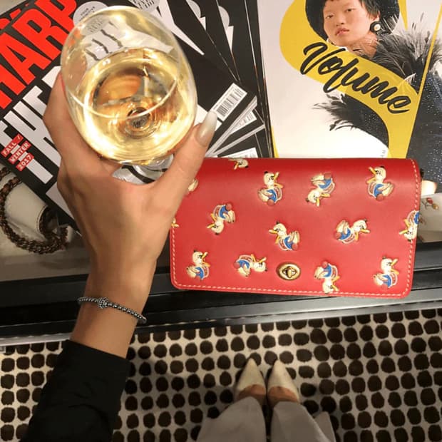 코치 도날드덕 레드 크로스백