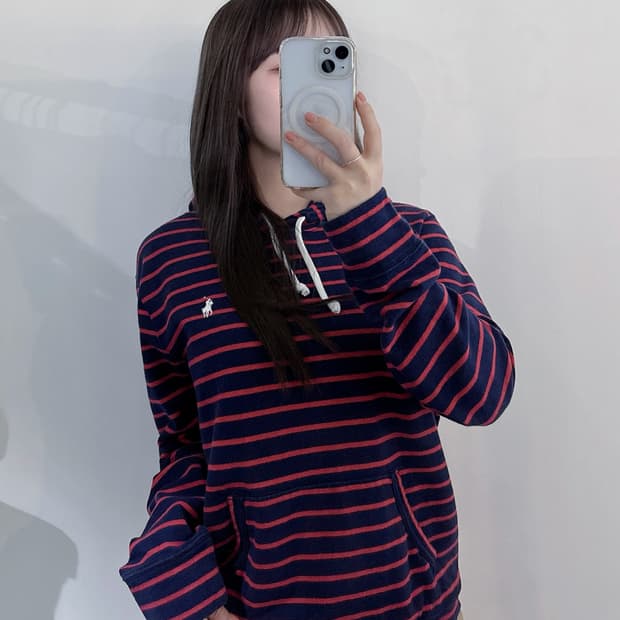 폴로랄프로렌 qr 스트라이프 후드